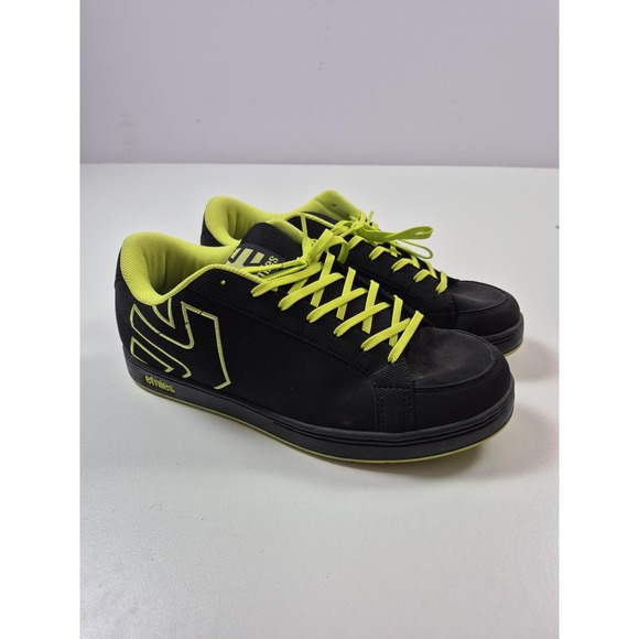 Etnies Kingpin 2 Shoes Mens Size 13 Black Neon Yellow Skate Casual Y2k - Picture 2 of 10